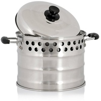 BBQ-Toro Feuertopf Edelstahl Kochtopf für Raketenofen, 7,0 Liter Topf mit Deckel, Edelstahl, Edelstahl Kochtopf für Raketenofen silberfarben 7.00 l - Ø 24 cm x 15.00 cm