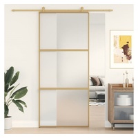 vidaXL Haustür Schiebetür Golden 90x205 cm Matt ESG-Glas und Aluminium (1-St)