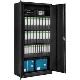Tectake Werkzeugschrank Stahl 180 x 80 x 40 cm schwarz abschließbar mit 2 Flügeltüren 4 höhenverstellbare Einlegeböden