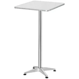 [en.casa] Bartisch Järpen 60 x 60 x 115 cm Höhenverstellbar Klappbar Silber