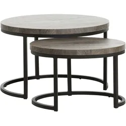 Couchtisch OMG DESIGN "Rutger", beige (natur, schwarz, natur), B:52cm H:43cm T:71cm, Tische, im 2er Set, variabel stellbar