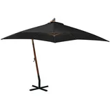 vidaXL Ampelschirm mit Mast Schwarz 3x3 m Massivholz Tanne