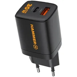 Hammer Rapidcharge Duo 30 W Netzladegerät Usb-A, Usb-C, Schnellladung - Schwarz