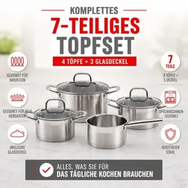 Alpina Induktions Topf-Set 4-tlg. Kochtopf + Glasdeckel