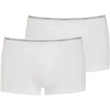 Jockey Modern Classic Short Trunk - Boxershorts Herren im 2er Pack, Unterhosen ohne Eingriff, Unterwäsche aus 100% Baumwolle, Shorts aus Feinripp-Material, 2er Set, in Weiß - S