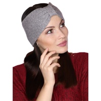 Prettystern Damen 100% Kaschmir 2-lagig Schleife Stirnband Ohrenwärmer Kopfband Winter Cashmere Haarband Headband Grau