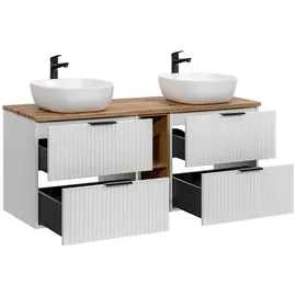 petits-meubles Doppelwaschtisch 140,8 x 59 x 46 cm Weiß