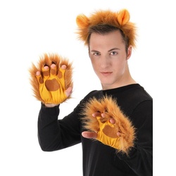 Elope Kostüm Löwen Handschuhe, Fingerhandschuhe als Ergänzung für pelzige Tierkostüme braun