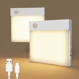ACMHNC Nachtlicht mit Bewegungsmelder, 2 Stück LED Treppenlicht mit Bewegungsmelder Akku, USB Aufladbar, 1000mAh Batterie, Warmweiß, für kinder Flur Bad