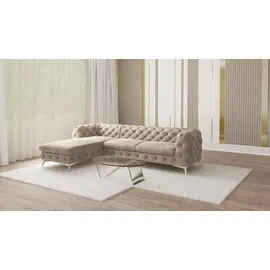 s-style möbel ECKSOFA Chesterfield Laura Dunkle Creme Samt