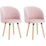 2er Esszimmerstühle Küchenstühle Mit Armlehnen, Metallbeine, Küchenstuhl Wohnzimmerstuhl Polsterstuhl, Sitzfläche Aus Samt, Gestell Aus Massivholz, Rosa - Woltu