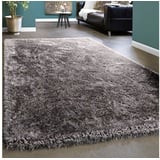 Paco Home Hochflor-Teppich »Touch 100«, rechteckig, 49 mm Höhe, weicher Uni Shaggy Hochflor Einfarbig Flauschig Glänzend In Grau Hellgrau, Grösse:80x150 cm