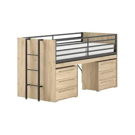 58 aufm Kessel Halbhochbett Keelia 90 x 200 cm Eiche braun