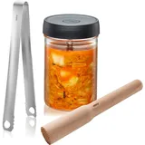 GEFU Fermentierset NATIVO mit Glas 1 Liter, Glasgewicht, Zange und Stößel