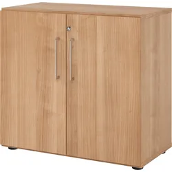 bümö Aktenschrank abschließbar, Büroschrank Holz 80cm breit in Nussbaum - abschließbarer Schrank mit Aktenregal für's Büro & Arbeitszimmer, Büro