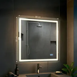 CLP Badspiegel Jaffrey mit Beleuchtung, Bluetooth-Lautsprecher, Anti-Beschlag, Quer- und Hochformat, LED dimmbar, 3 Licht-Modi,