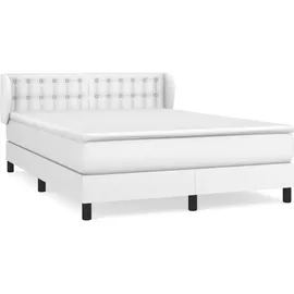 vidaXL Boxspringbett mit Matratze Weiß 140x200 cm Kunstleder