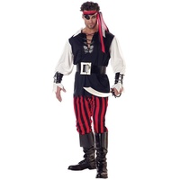 Cooler Pirat Herrenkostüm schwarz-rot und weiss