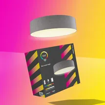 tint Smarte LED-Deckenleuchte Malea taupe – Steuerbar per Alexa, Fernbedienung oder Bluetooth – Dimmbare Beleuchtung mit weißem (1800-6500 K) und farbigem RGB Licht