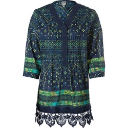 Baumwoll-Bluse, Druck marine, 42