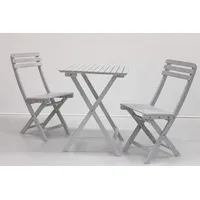 Balkonset Bistroset 3Tlg Weiß Gewischt Eukalyptusholz