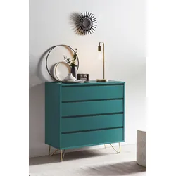Kommode SALESFEVER, blau (blau, gold), B:90cm H:90cm T:40cm, MDF, Sideboards, in tollen Farben, Sideboard, Flurschrank, Anrichte