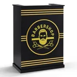 Barberpub Empfangstheke mit 1 Schublade & 1 Schrank, Abschließbar, Holz, Rezeptionstisch Rezeptionstheke Schmal, R9788(schwarz)