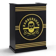 Barberpub Empfangstheke mit 1 Schublade & 1 Schrank, Abschließbar, Holz, Rezeptionstisch Rezeptionstheke Schmal, R9788(schwarz)