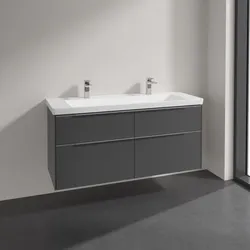Villeroy & Boch Subway 3.0 Badmöbel-Set 130 cm, 4 Auszüge, WT für 2 Armaturen, Badmöbel,