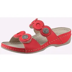 Pantolette WALDLÄUFER, Damen, Gr. 37, rot, Glattleder, modisch, Schuhe