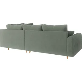Home Affaire Ecksofa HOME AFFAIRE "CHARRE L-Form mit Ottomane, Maße B/T/H: 231/161/81 cm", grün (mint), B:231cm H:81cm T:161cm, 100% Polyester, Sofas, Ecksofa, feine Steppung, lose Rücken- und Zierkissen, auch in Cord und Bouclé