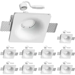 ledscom.de Gips Einbaustrahler GIDS DIY inkl. GU10 Lampe je 450lm weiß 10er Set