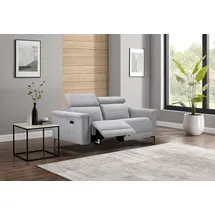 OTTO home 2-Sitzer OTTO HOME "Lund, mit Relaxfunktion und Kopfteilverstellung", grau (hellgrau), B:160cm H:97cm T:100cm, Webstoff 100% Polyester, Sofas, manuell od. elektrisch (m.USB-C), Echtleder, Kunstleder, Webstoff