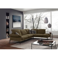 W.Schillig Ecksofa sherry, Designsofa mit tollem Sitzkomfort, elegant und zeitlos, L-Form, mit Kopfstützenverstellung, Winkelfüße in Schwarz, Breite 302 cm grün