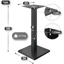 GGM Möbel Bistro Stehtisch 70 x 70 x 110 cm Schwarz