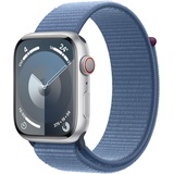 Apple Watch Series 9 GPS + Cellular 45 mm Aluminiumgehäuse silber, Sport Loop winterblau One Size