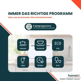 Homex GST6AD-W Tischgeschirrspüler (freistehend, 600 mm, Weiß)
