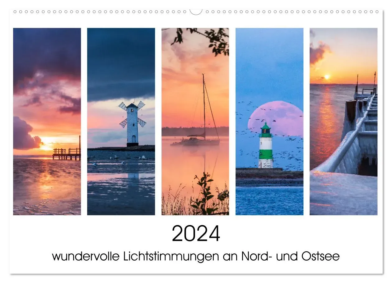 2024 - wundervolle Lichtstimmungen an Nord- und Ostsee (CALVENDO Wandkalender 2024) - A4