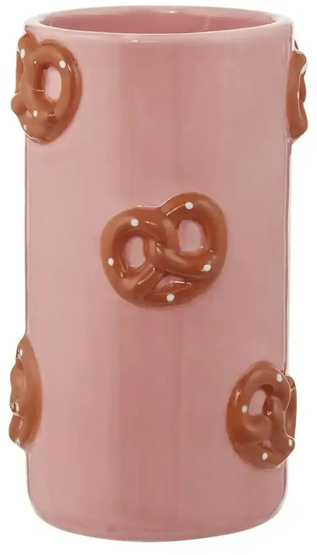 Vase Bretzel   , rosa/pink , Keramik , Maße (cm): B: 10 H: 17,3