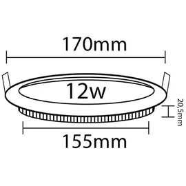 Aigostar Runde LED Einbauleuchte 12W schwarz Aluminium Ø 168mm 1020 Lumen Warmweiß