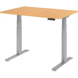 HAMMERBACHER XDKB12 elektrisch höhenverstellbarer Schreibtisch buche rechteckig, C-Fuß-Gestell silber 120,0 x 80,0 cm