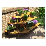 Blumentreppe Angarsk mit Eckelement 137 x 59 x 62 cm – Blumenständer aus Kiefer, honigbraun – Blumenregal mit 3 Ebenen – Pflanzenleiter für Garten