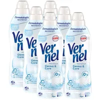 Vernel Derma & Care 6 x 37 WL (222 WL) Weichspüler (Spar-Pack, [6-St. speziell für sensible Haut)