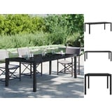 vidaXL Gartentisch Schwarz 190x90x75 cm Gehärtetes Glas Poly Rattan