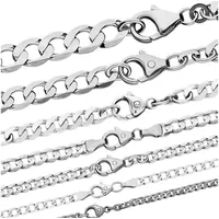 HOPLO Panzerkette Silberkette Panzerkette Länge 70cm - Breite 7,0mm - 925 Silber, Made in Germany silberfarben