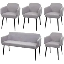 Mendler Esszimmer-Set HWC-L13, 4er-Set Stuhl+Sitzbank Esszimmergruppe Sitzgruppe Esszimmergarnitur, Stoff/Textil ~ grau