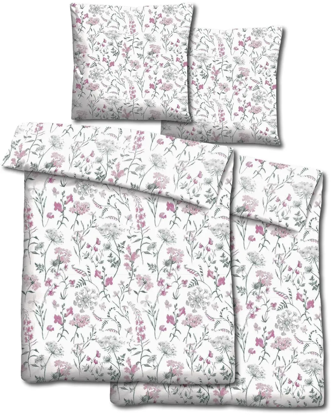 Doppelpack CloudComfort Basic Mikrofaser Bettwäsche Sommerblumen 135 x 200 + 80 x 80 cm