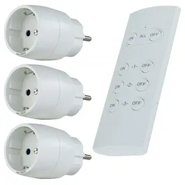 REV Ritter REV Funkschalt-Set 3+1 Standard mit Fernbedienung, Typ F, Funksteckdose, 3er-Pack (0085500103)