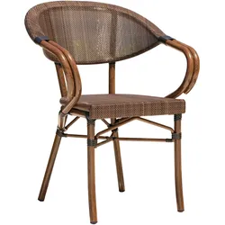 4er-Set Bistro Textilen Stuhl | Textilene | Grau-Braun | Stapelbar | Textilen Gewebe Stuhl, Terrassen Textilen Stuhl, Outdoor Textilen Stuhl
