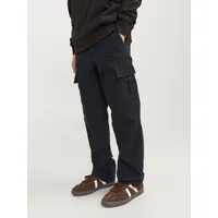 Jack & Jones Junior "JPSTKANE praktisch, pflegeleicht, lässig", Mädchen, Gr. 158, N-Gr, schwarz, Web, Obermaterial: 100% Baumwolle, unifarben, relaxed fit knöchellang, Hosen Cargohose, unifarben, modisch, relaxed fit, Web